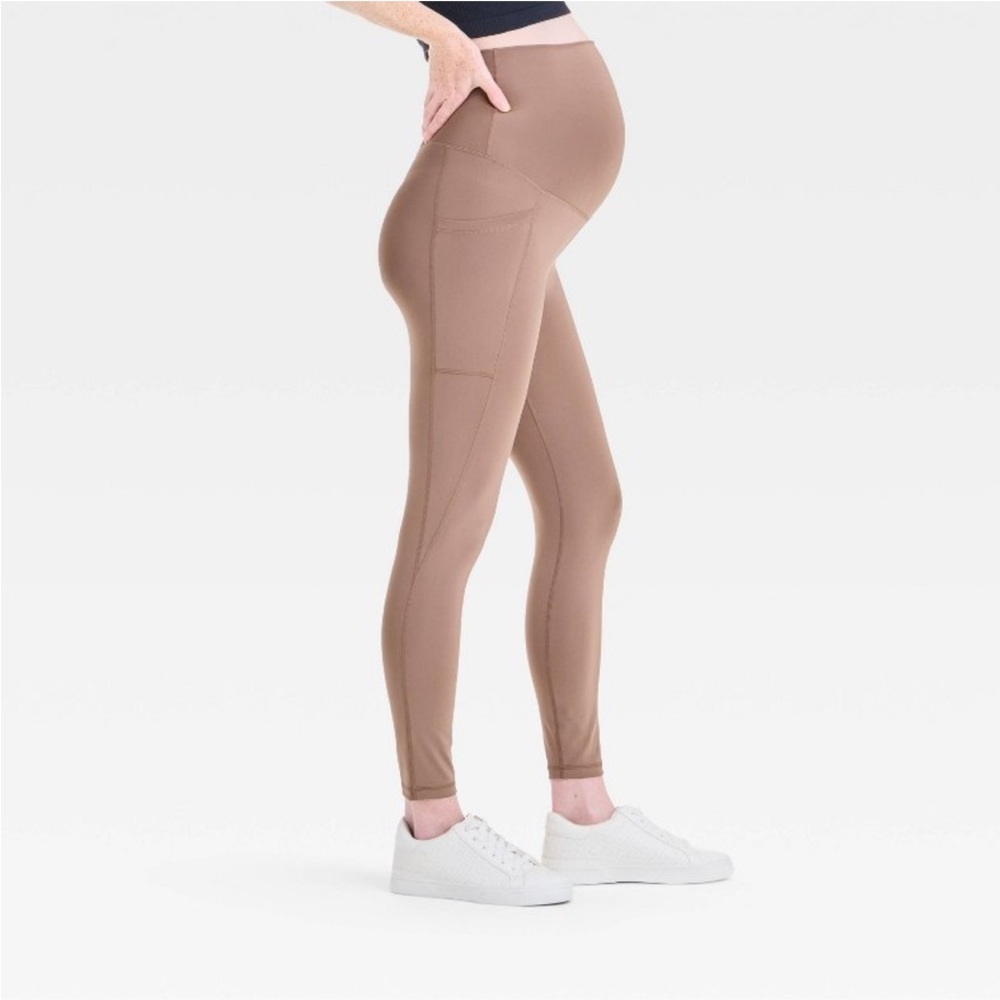 NWT Isabel Sz Large High-rise Active Maternity Leggings in Taupe
